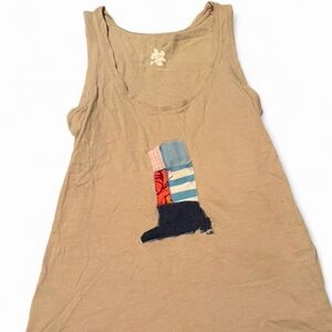 Stylish Tan Patchwork Boot Tank Top